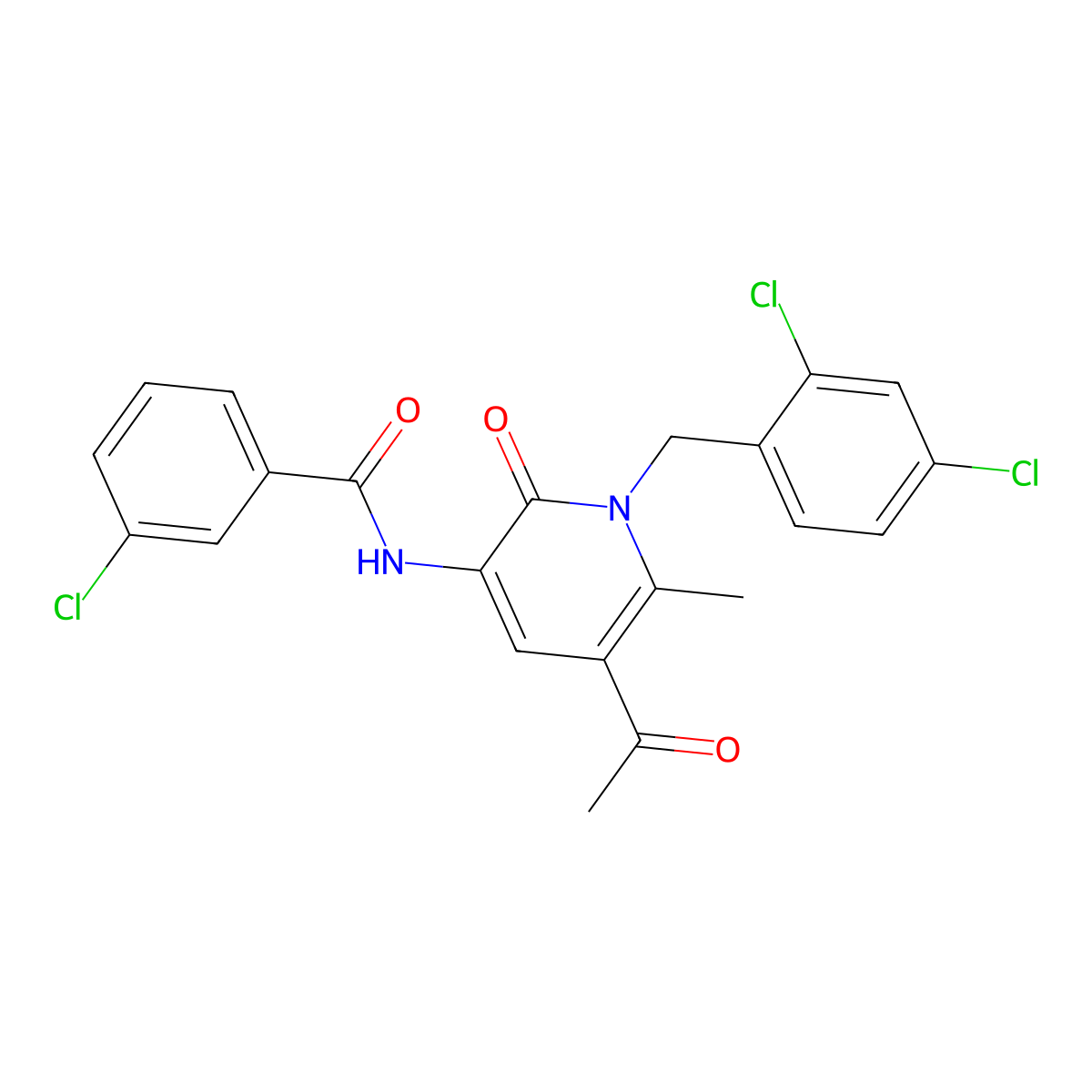 N-[5-acetyl-1-(2,4-dichlorobenzyl)-6-methyl-2-oxo-1,2-dihydro-3-pyridinyl]-3-chlorobenzenecarboxamide molecular structure, CAS 338775-01-2