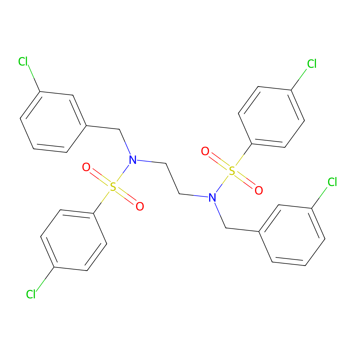4-chloro-N-(3-chlorobenzyl)-N-(2-{(3-chlorobenzyl)[(4-chlorophenyl)sulfonyl]amino}ethyl)benzenesulfonamide molecular structure, CAS 338775-08-9