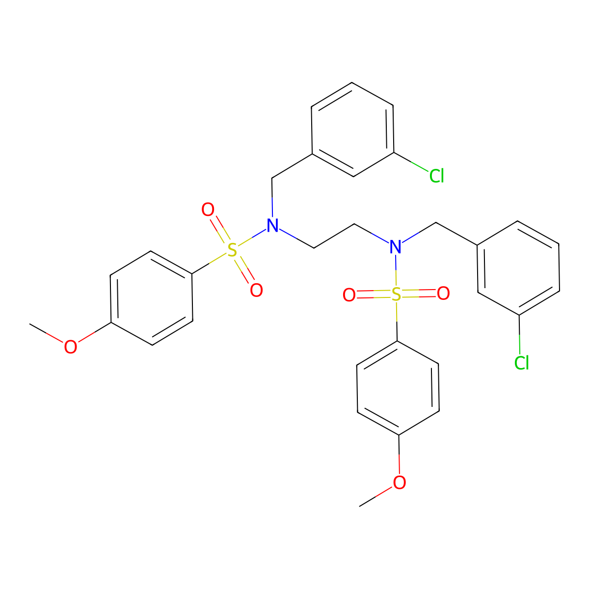 N-(3-chlorobenzyl)-N-(2-{(3-chlorobenzyl)[(4-methoxyphenyl)sulfonyl]amino}ethyl)-4-methoxybenzenesulfonamide molecular structure, CAS 338775-09-0