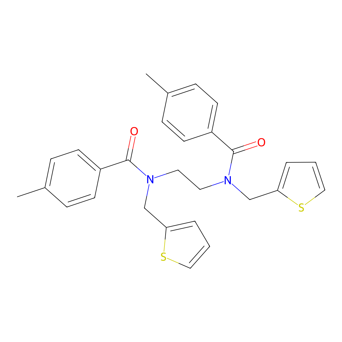 4-Methyl-N-(2-((4-methylbenzoyl)(2-thienylmethyl)amino)ethyl)-N-(2-thienylmethyl)benzenecarboxamide molecular structure, CAS 338775-19-2