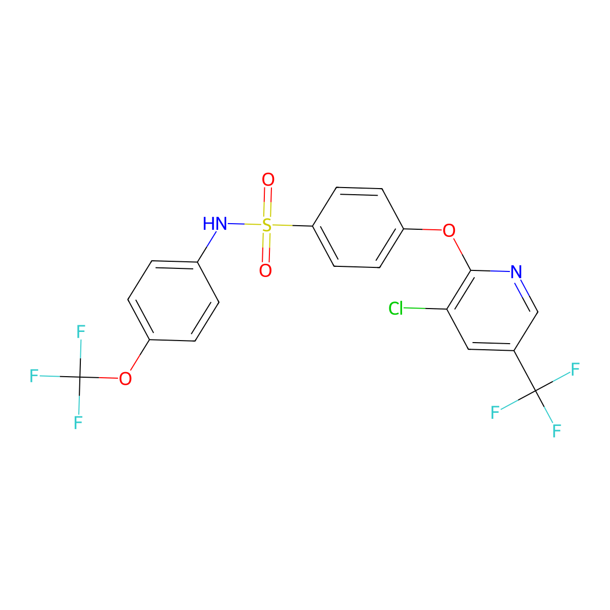 4-[3-chloro-5-(trifluoromethyl)pyridin-2-yl]oxy-N-[4-(trifluoromethoxy)phenyl]benzenesulfonamide molecular structure, CAS 338775-27-2