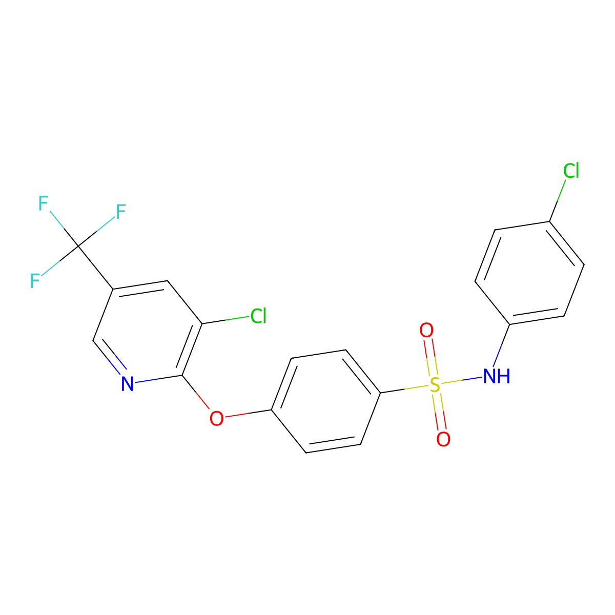 N-(4-chlorophenyl)-4-{[3-chloro-5-(trifluoromethyl)-2-pyridinyl]oxy}benzenesulfonamide molecular structure, CAS 338775-30-7