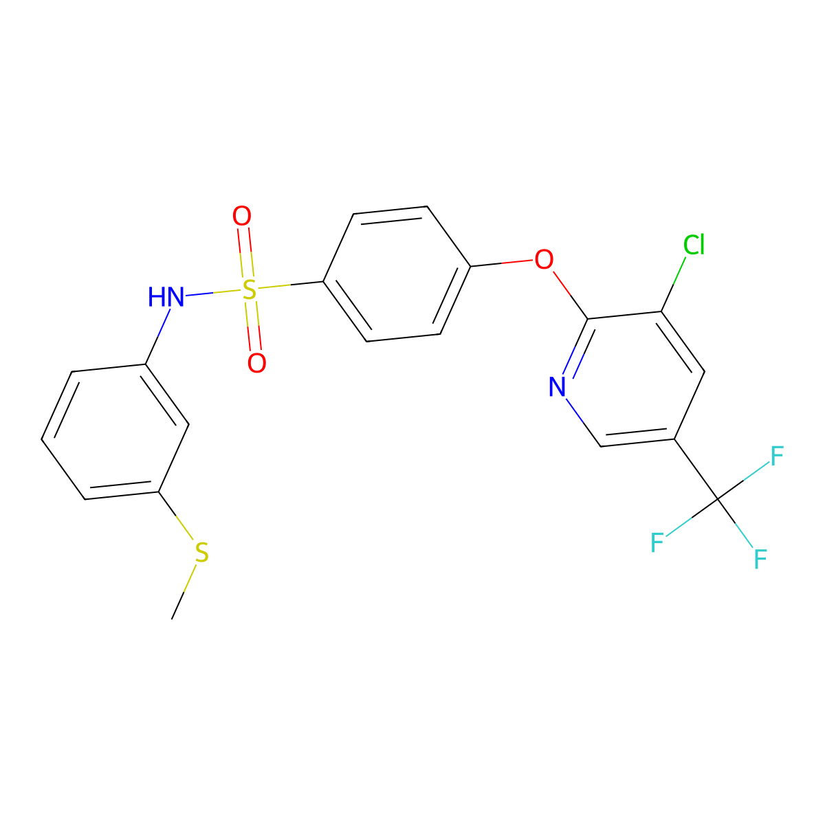 4-(3-Chloro-5-(trifluoromethyl)pyridin-2-yloxy)-N-(3-(methylthio)phenyl)benzenesulfonamide molecular structure, CAS 338775-32-9