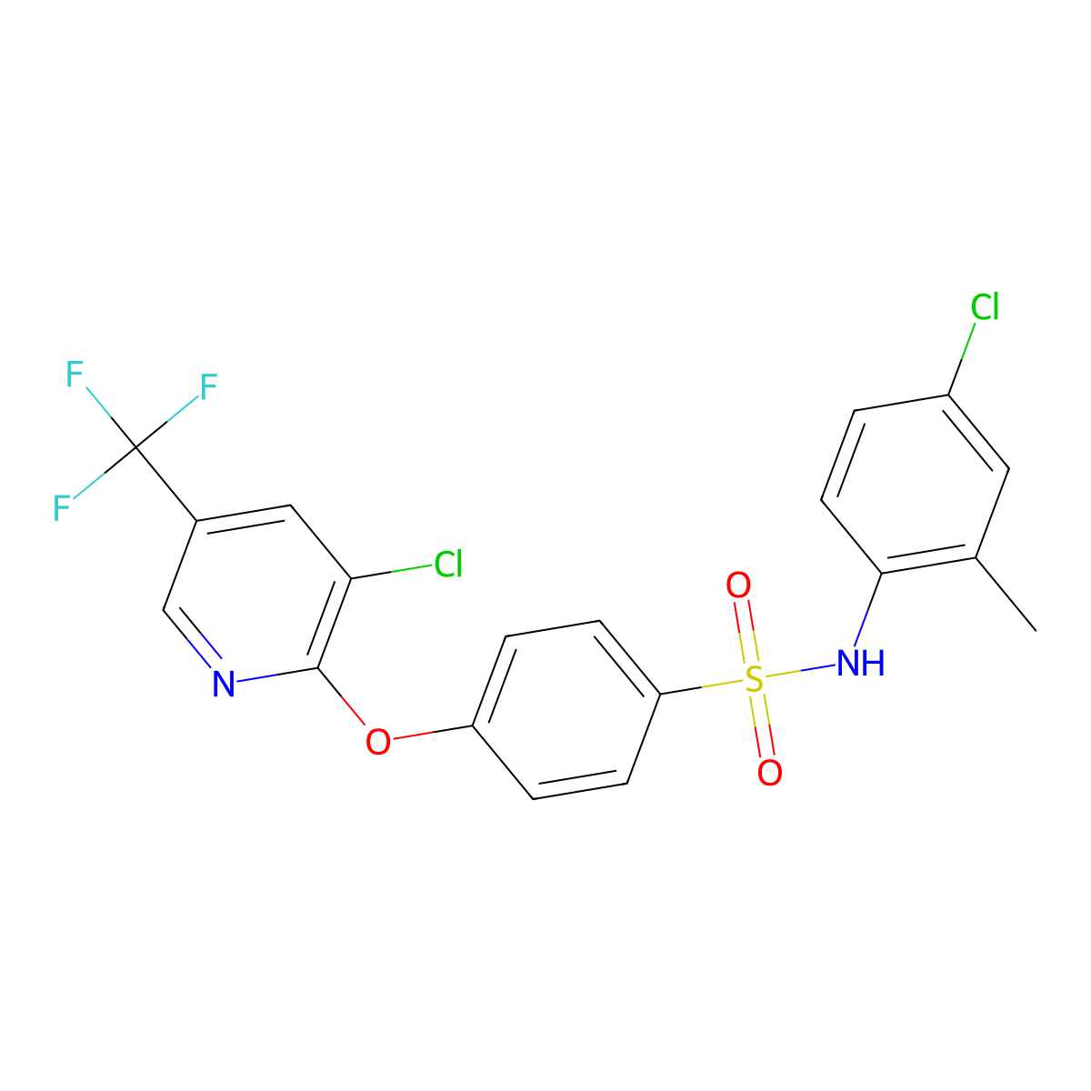 N-(4-Chloro-2-methylphenyl)-4-((3-chloro-5-(trifluoromethyl)-2-pyridinyl)oxy)benzenesulfonamide molecular structure, CAS 338775-40-9