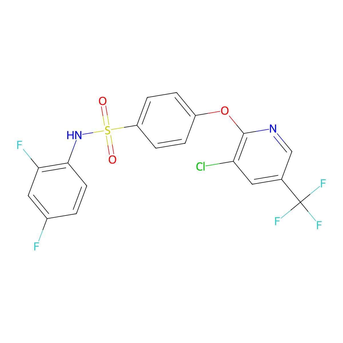4-(3-chloro-5-(trifluoromethyl)pyridin-2-yloxy)-N-(2,4-difluorophenyl)benzenesulfonamide molecular structure, CAS 338775-42-1