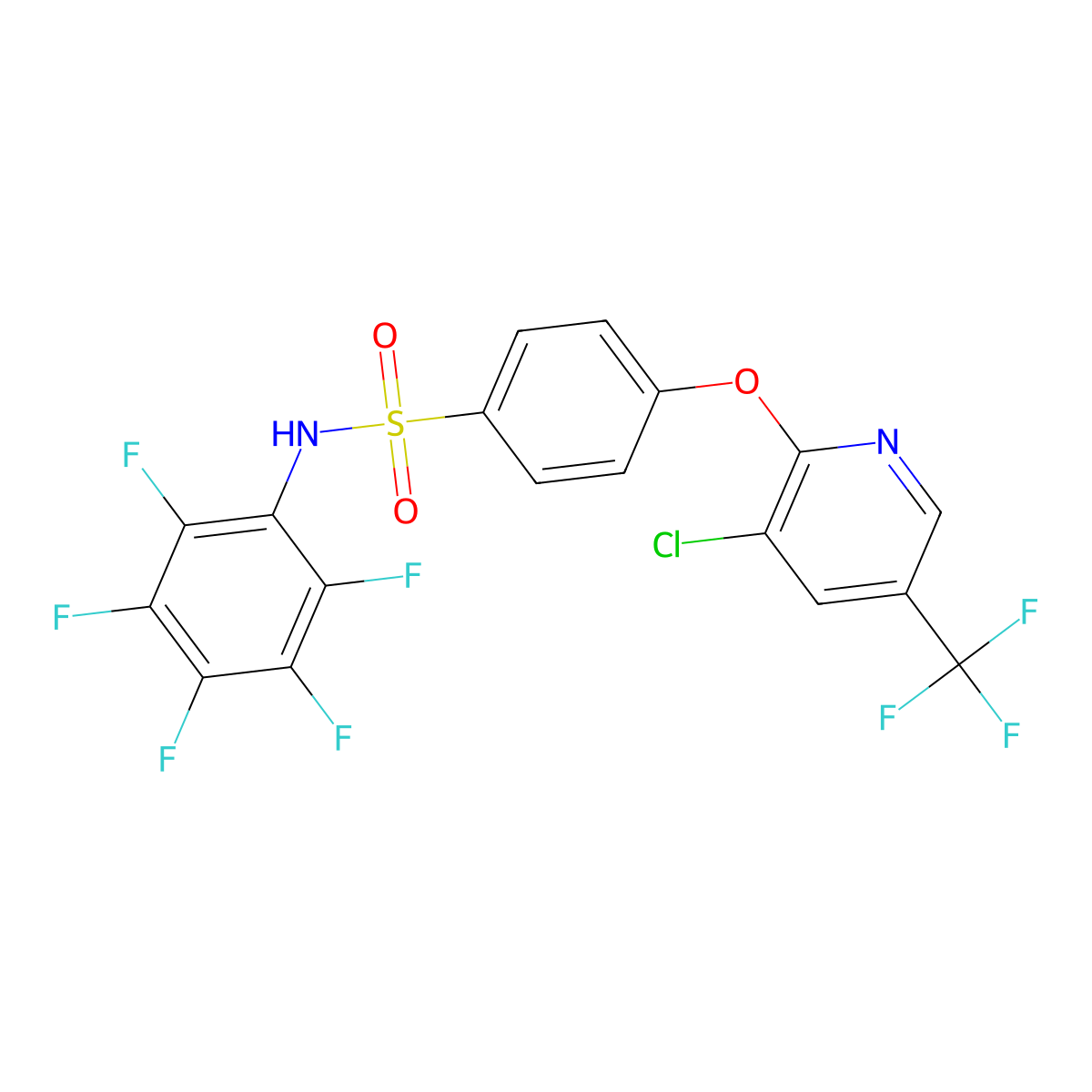 4-[3-chloro-5-(trifluoromethyl)pyridin-2-yl]oxy-N-(2,3,4,5,6-pentafluorophenyl)benzenesulfonamide molecular structure, CAS 338775-47-6