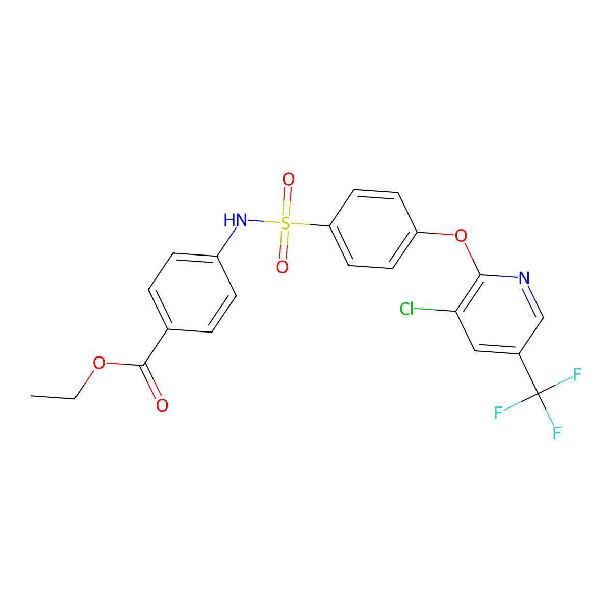 Ethyl 4-{[(4-{[3-chloro-5-(trifluoromethyl)-2-pyridinyl]oxy}phenyl)sulfonyl]amino}benzenecarboxylate molecular structure, CAS 338775-49-8