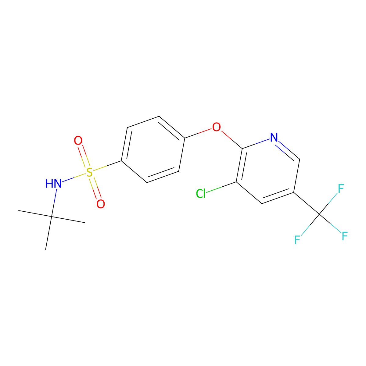 N-(Tert-butyl)-4-((3-chloro-5-(trifluoromethyl)-2-pyridinyl)oxy)benzenesulfonamide molecular structure, CAS 338775-54-5