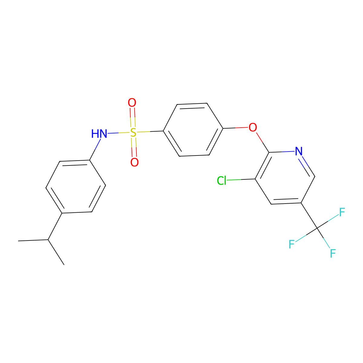 4-((3-Chloro-5-(trifluoromethyl)-2-pyridinyl)oxy)-N-(4-isopropylphenyl)benzenesulfonamide molecular structure, CAS 338775-57-8