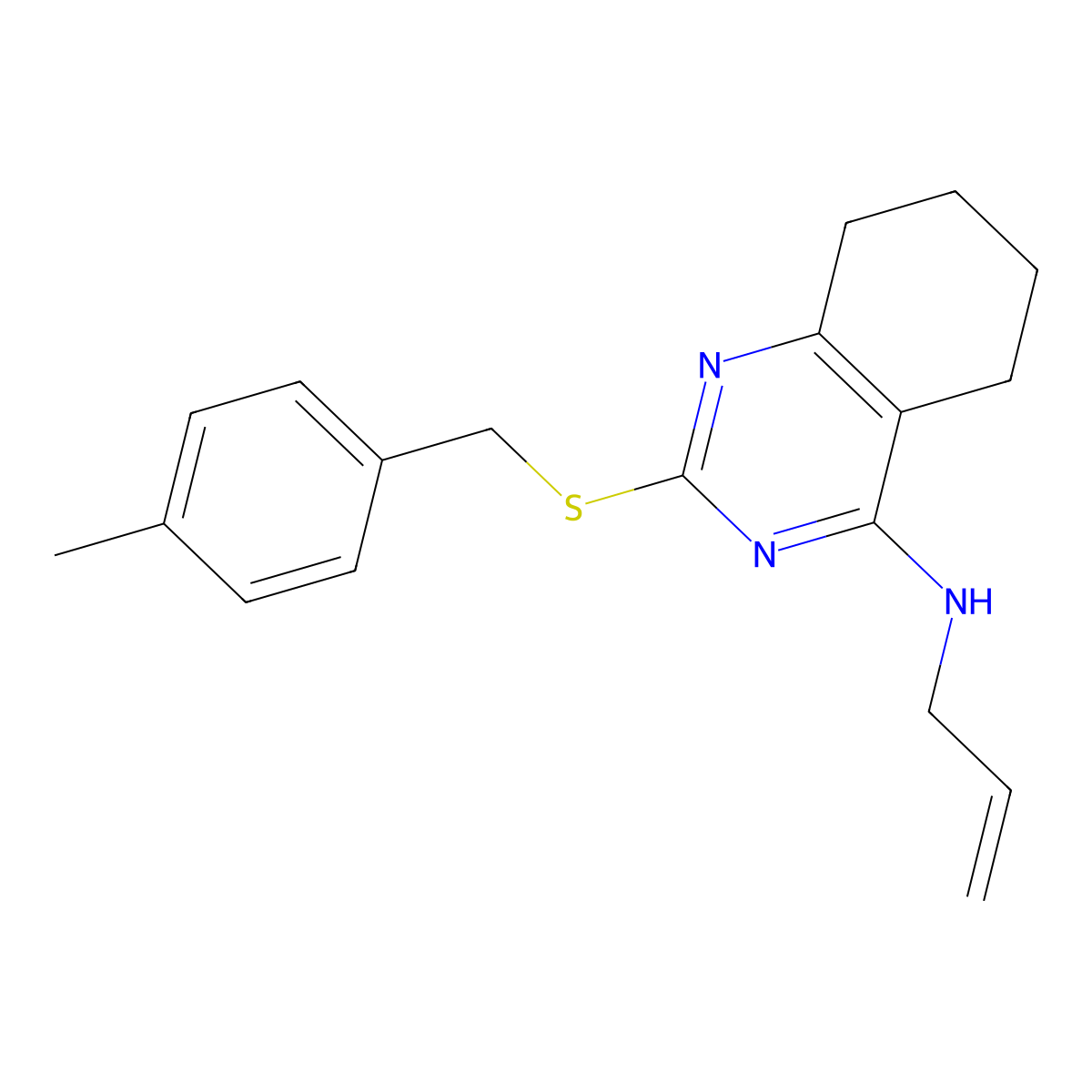 N-allyl-2-[(4-methylbenzyl)sulfanyl]-5,6,7,8-tetrahydro-4-quinazolinamine molecular structure, CAS 338776-75-3