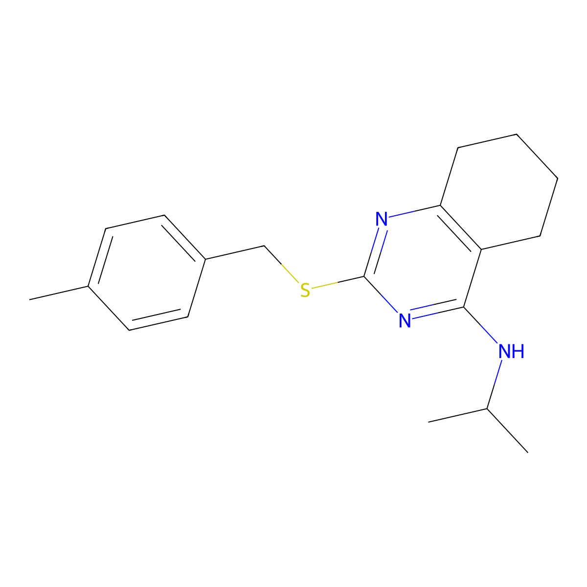 N-isopropyl-2-[(4-methylbenzyl)sulfanyl]-5,6,7,8-tetrahydro-4-quinazolinamine molecular structure, CAS 338776-84-4