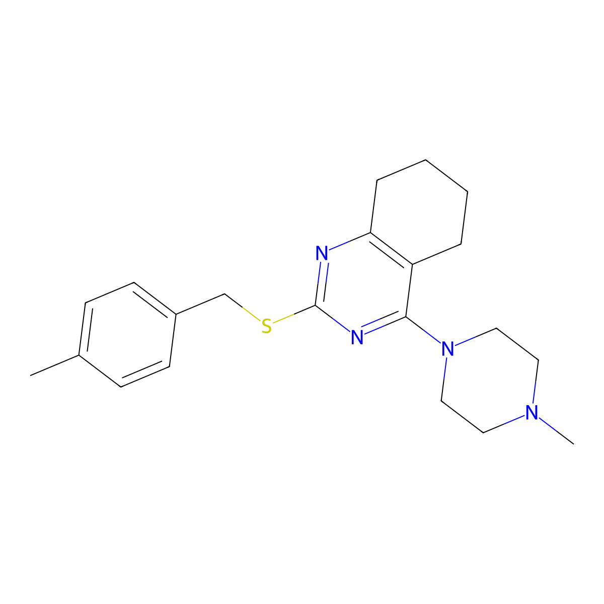 4-Methylbenzyl 4-(4-methylpiperazino)-5,6,7,8-tetrahydro-2-quinazolinyl sulfide molecular structure, CAS 338776-85-5