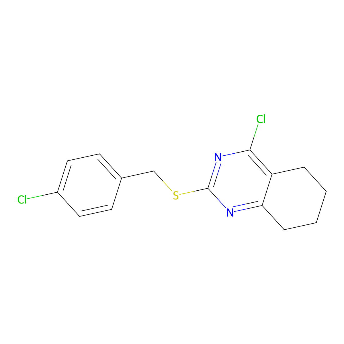 4-Chloro-2-[(4-chlorobenzyl)sulfanyl]-5,6,7,8-tetrahydroquinazoline molecular structure, CAS 338776-91-3