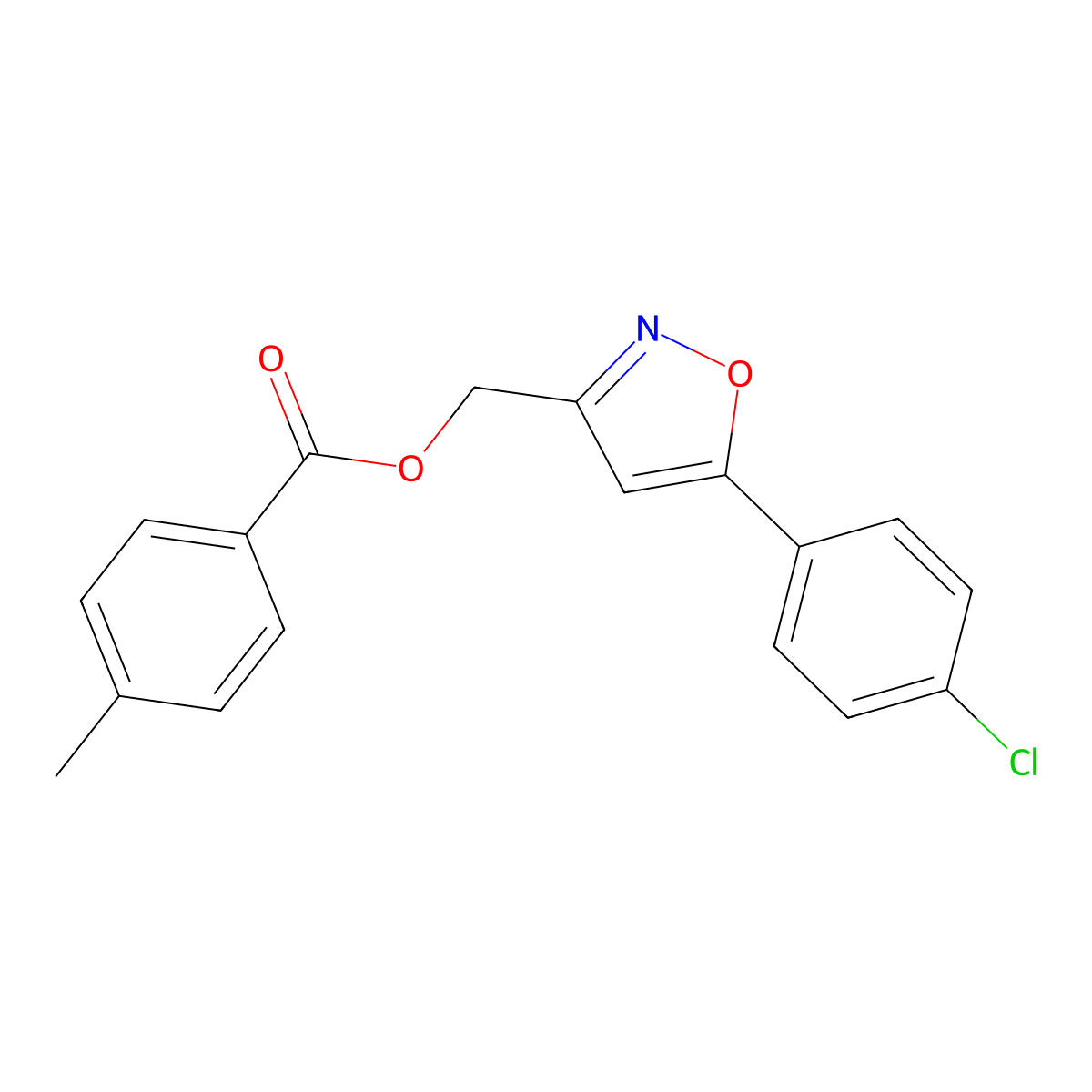 [5-(4-Chlorophenyl)-1,2-oxazol-3-yl]methyl 4-methylbenzoate molecular structure, CAS 338776-99-1