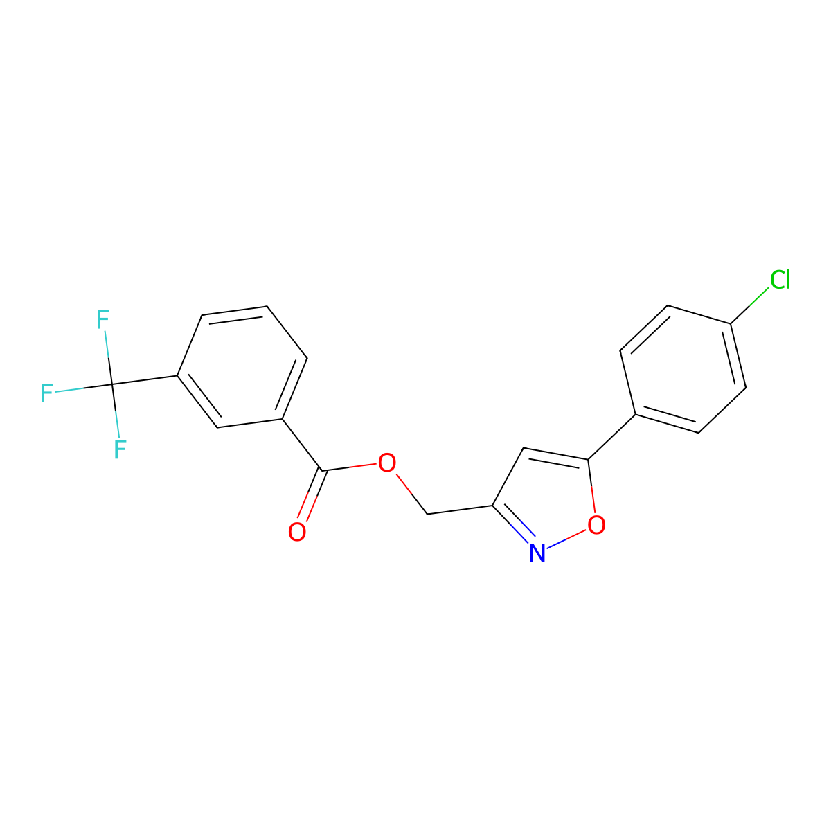 [5-(4-Chlorophenyl)-3-isoxazolyl]methyl 3-(trifluoromethyl)benzenecarboxylate molecular structure, CAS 338777-03-0
