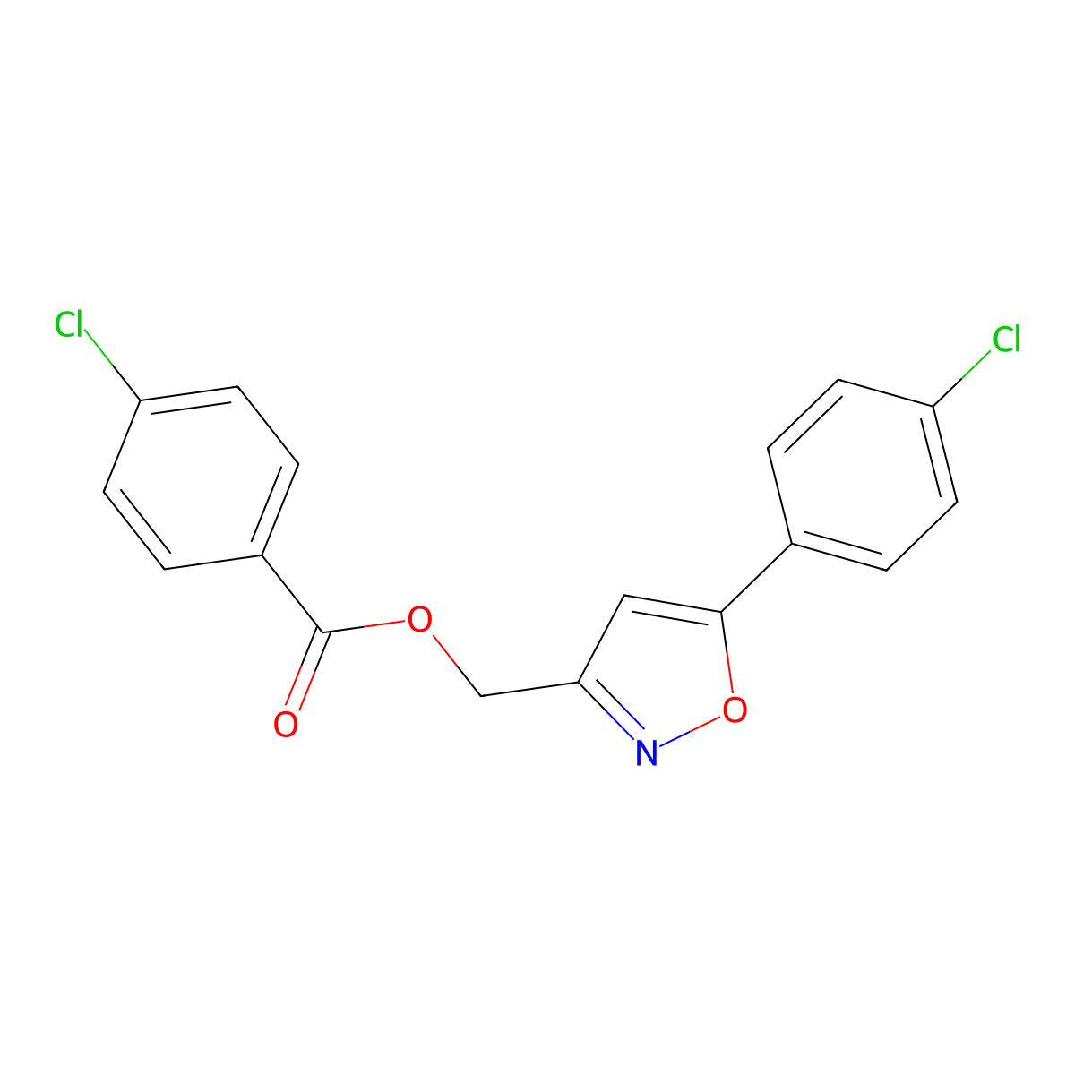 [5-(4-Chlorophenyl)-1,2-oxazol-3-yl]methyl 4-chlorobenzoate molecular structure, CAS 338777-07-4