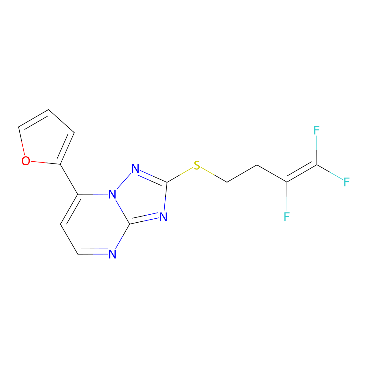 7-(2-Furyl)-2-[(3,4,4-trifluoro-3-butenyl)sulfanyl][1,2,4]triazolo[1,5-a]pyrimidine molecular structure, CAS 338777-08-5