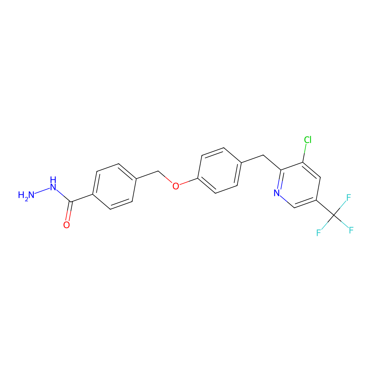 4-[(4-{[3-Chloro-5-(trifluoromethyl)pyridin-2-yl]methyl}phenoxy)methyl]benzohydrazide molecular structure, CAS 338777-11-0