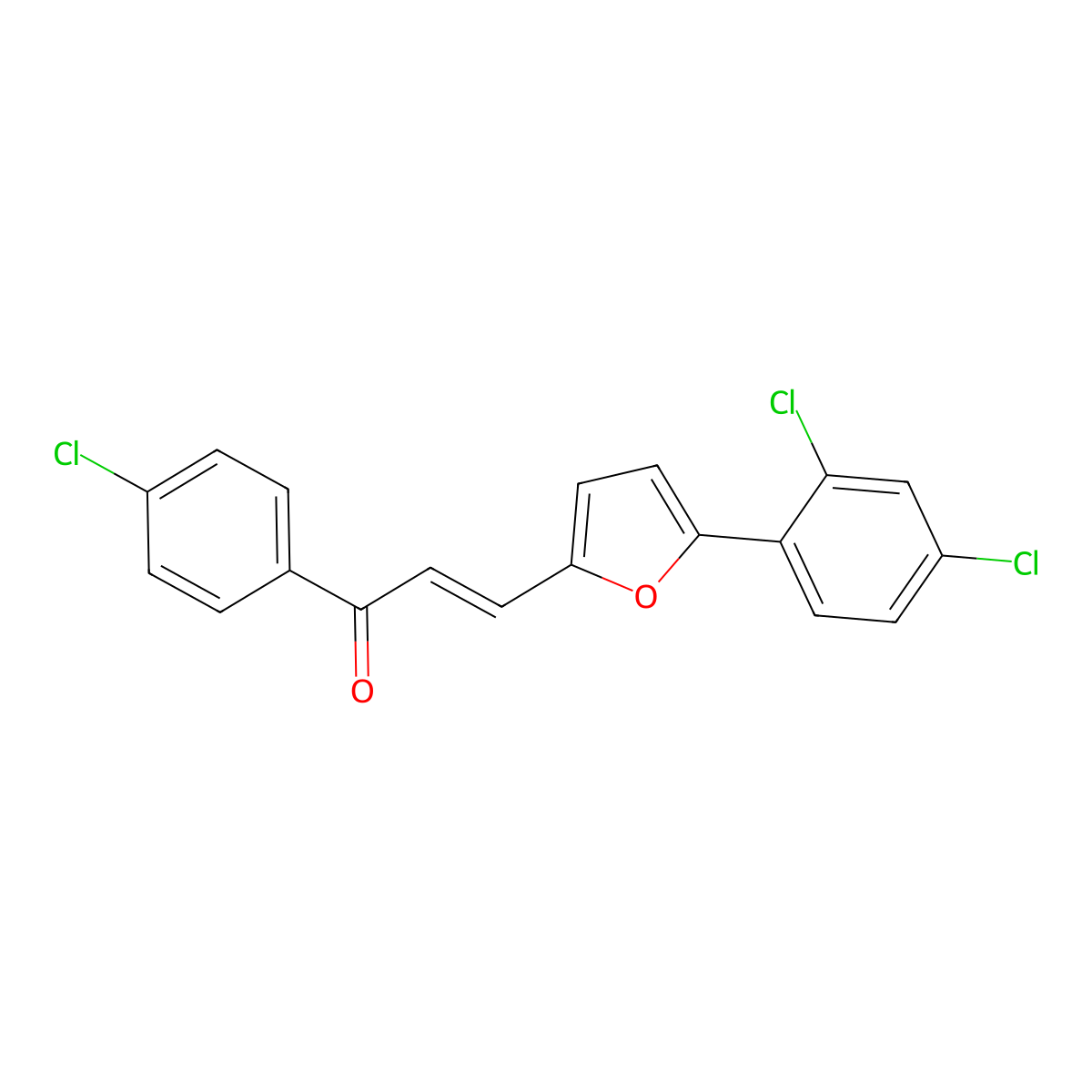 (E)-1-(4-chlorophenyl)-3-[5-(2,4-dichlorophenyl)-2-furyl]-2-propen-1-one molecular structure, CAS 338777-15-4