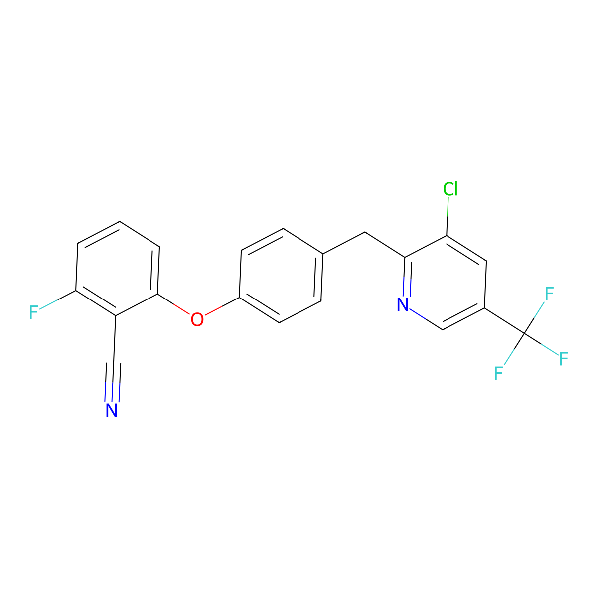 2-(4-{[3-Chloro-5-(trifluoromethyl)pyridin-2-yl]methyl}phenoxy)-6-fluorobenzonitrile molecular structure, CAS 338777-17-6