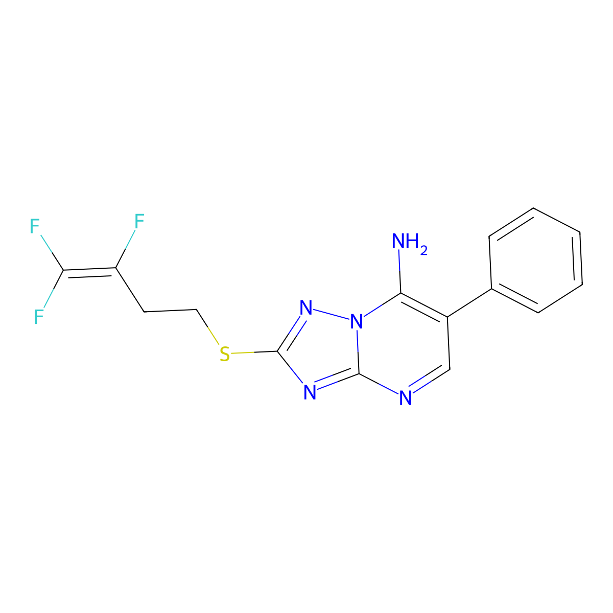6-Phenyl-2-[(3,4,4-trifluoro-3-butenyl)sulfanyl][1,2,4]triazolo[1,5-a]pyrimidin-7-ylamine molecular structure, CAS 338777-19-8