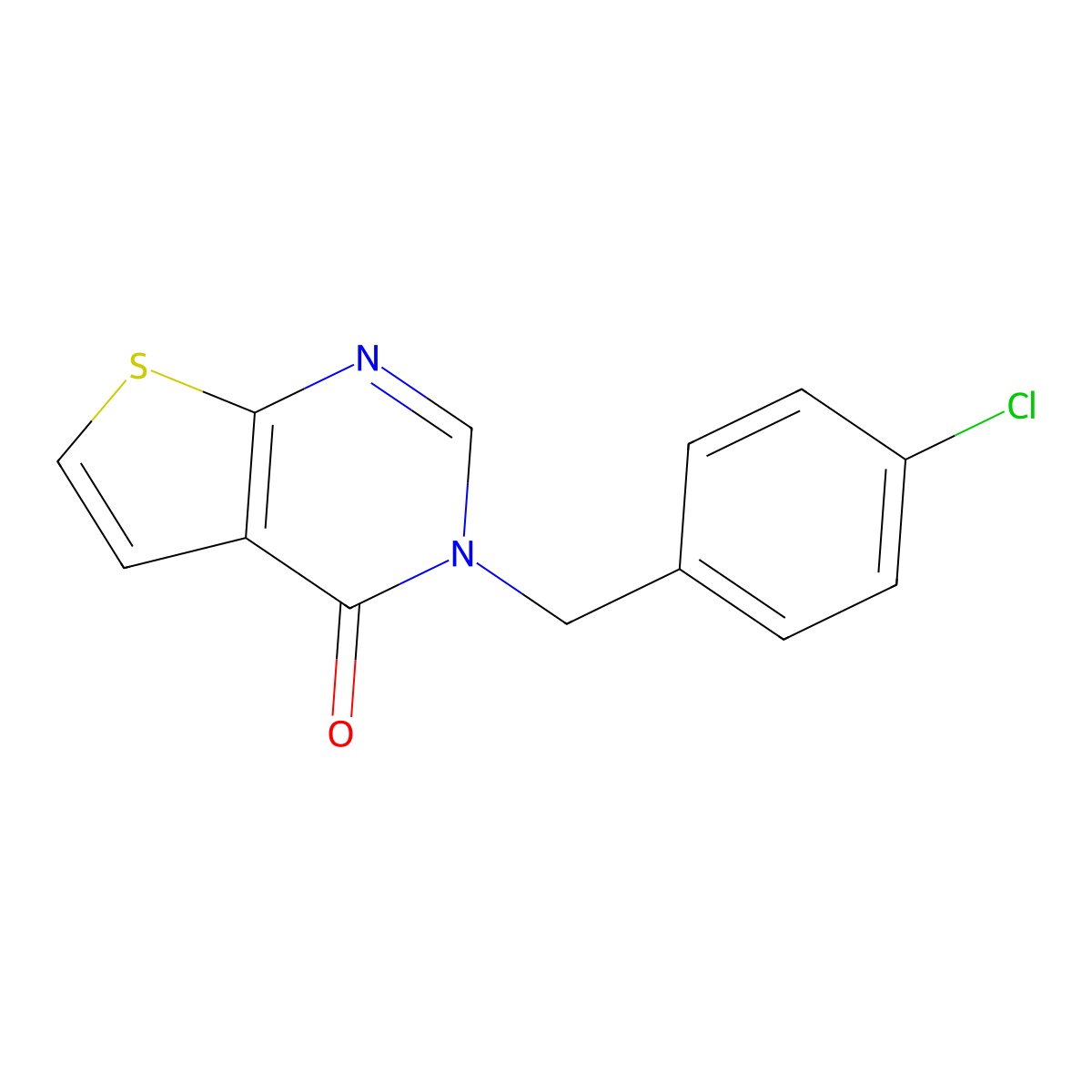 3-(4-chlorobenzyl)thieno[2,3-d]pyrimidin-4(3H)-one molecular structure, CAS 338777-24-5