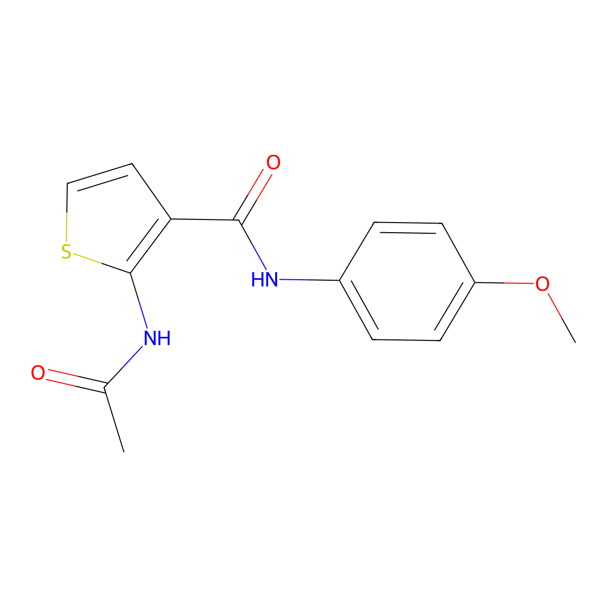 2-acetamido-N-(4-methoxyphenyl)thiophene-3-carboxamide molecular structure, CAS 338777-29-0