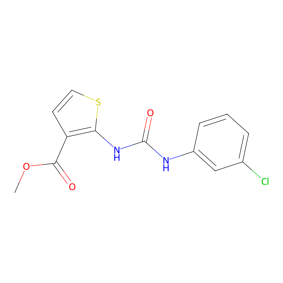 Methyl 2-[(3-chlorophenyl)carbamoylamino]thiophene-3-carboxylate molecular structure, CAS 338777-31-4