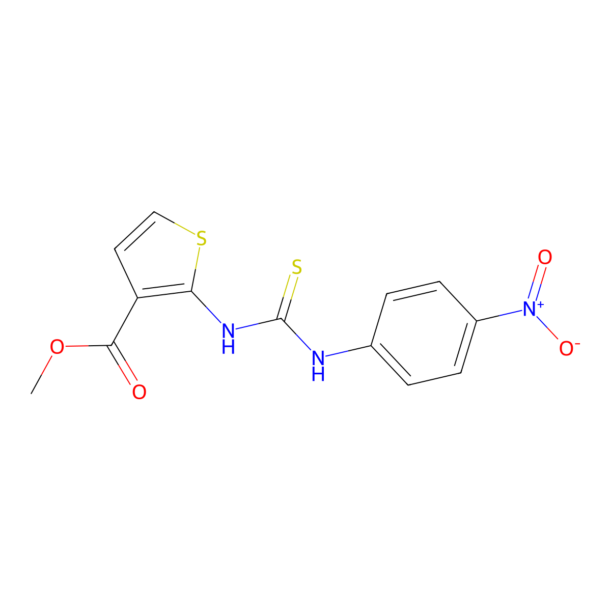 Methyl 2-{[(4-nitroanilino)carbothioyl]amino}-3-thiophenecarboxylate molecular structure, CAS 338777-35-8