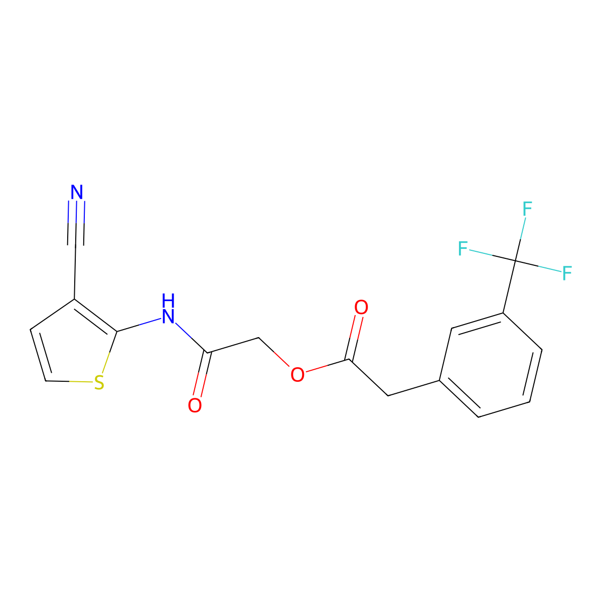 2-[(3-Cyano-2-thienyl)amino]-2-oxoethyl 2-[3-(trifluoromethyl)phenyl]acetate molecular structure, CAS 338777-44-9