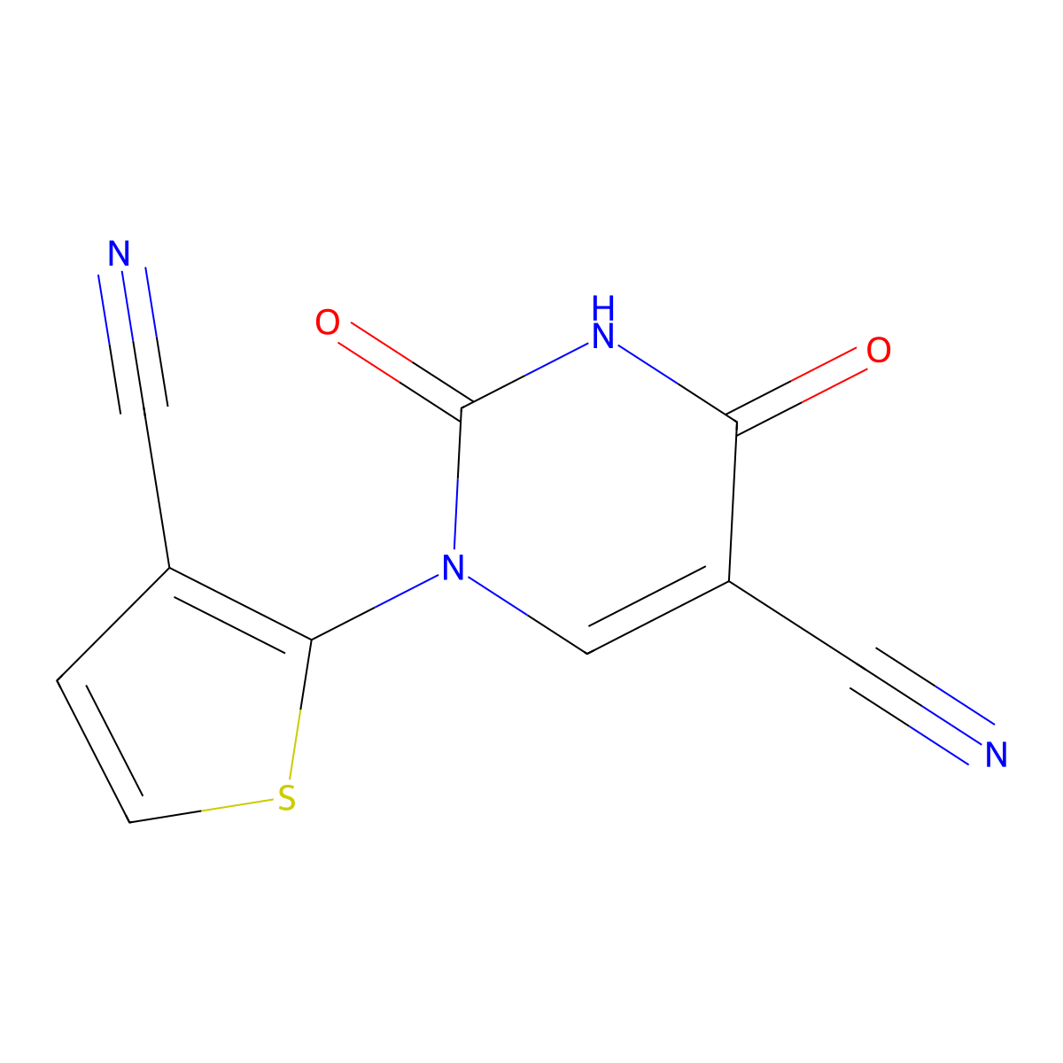 1-(3-Cyano-2-thienyl)-2,4-dioxo-1,2,3,4-tetrahydro-5-pyrimidinecarbonitrile molecular structure, CAS 338777-48-3