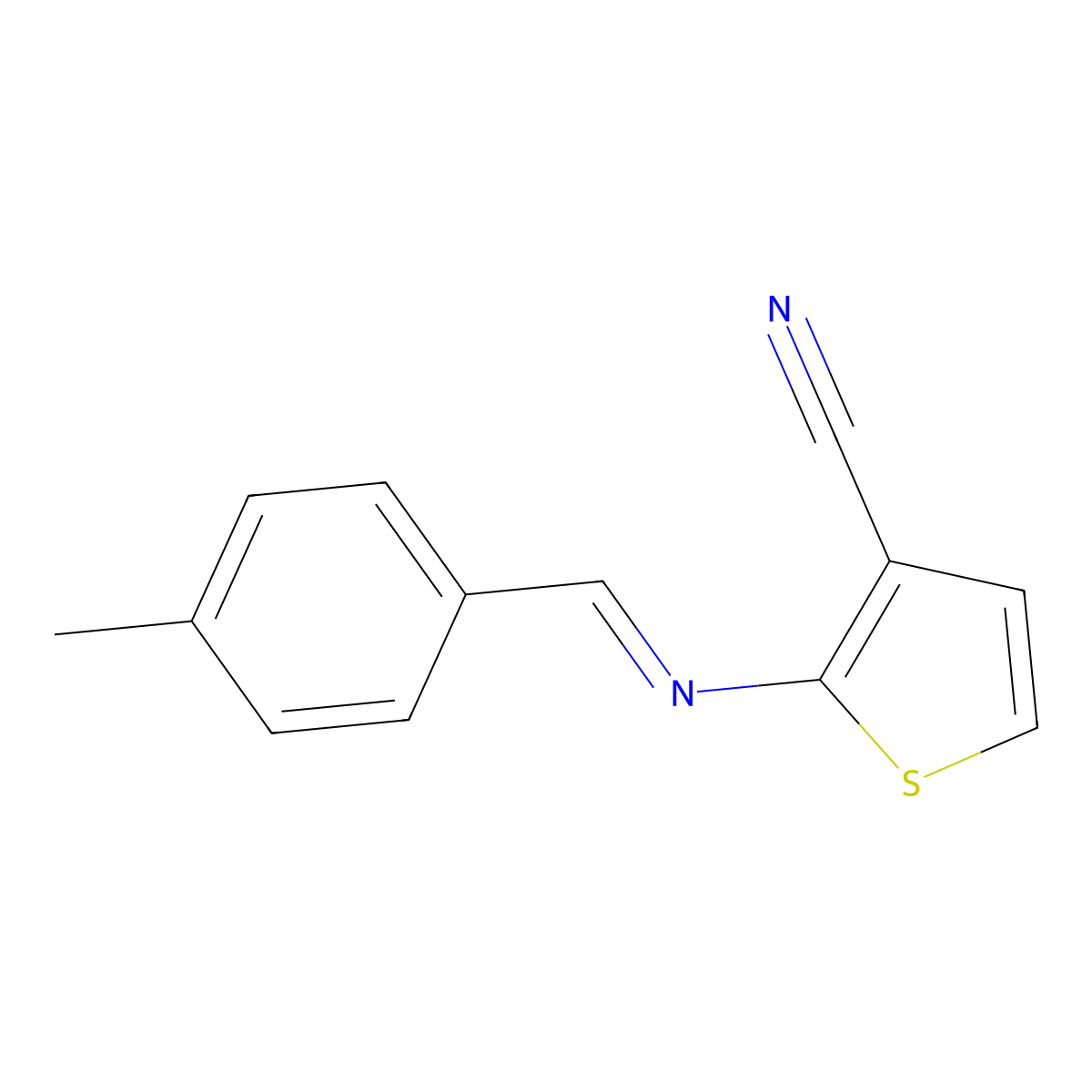 2-{[(E)-(4-methylphenyl)methylidene]amino}-3-thiophenecarbonitrile molecular structure, CAS 338777-53-0