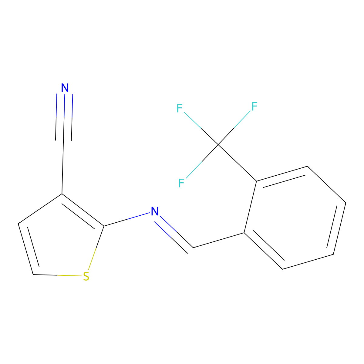2-({(E)-[2-(trifluoromethyl)phenyl]methylidene}amino)-3-thiophenecarbonitrile molecular structure, CAS 338777-54-1