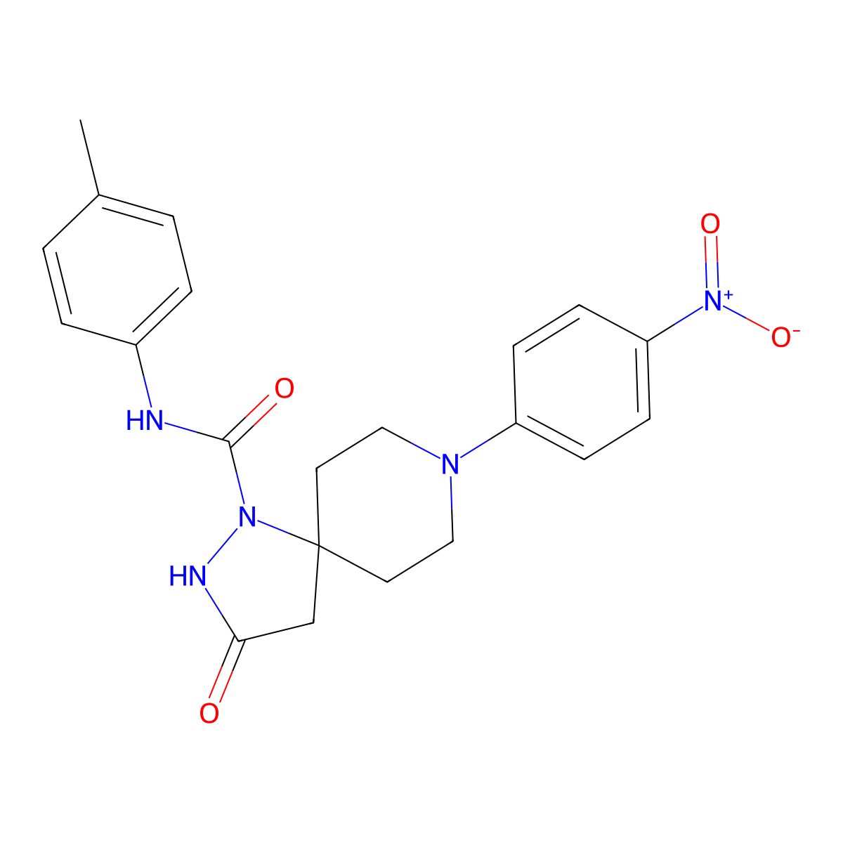 N-(4-methylphenyl)-8-(4-nitrophenyl)-3-oxo-1,2,8-triazaspiro[4.5]decane-1-carboxamide molecular structure, CAS 338777-61-0