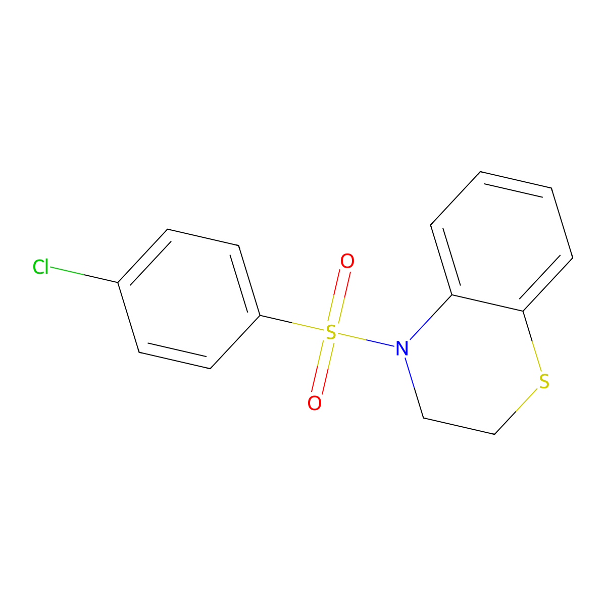 4-[(4-chlorophenyl)sulfonyl]-3,4-dihydro-2H-1,4-benzothiazine molecular structure, CAS 338777-77-8