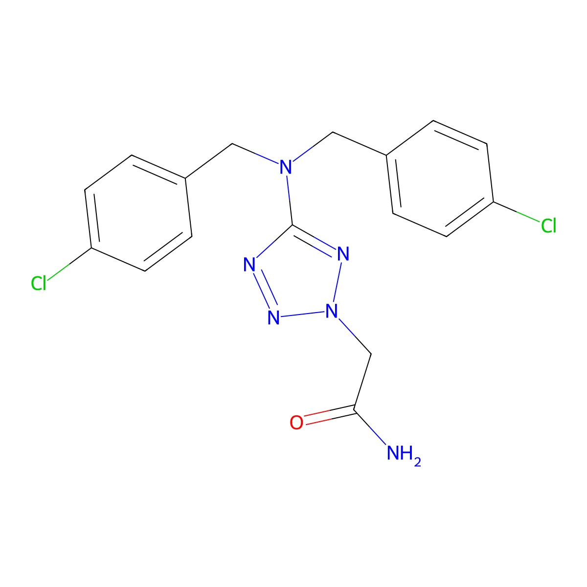 2-{5-[bis(4-chlorobenzyl)amino]-2H-1,2,3,4-tetraazol-2-yl}acetamide molecular structure, CAS 338777-87-0