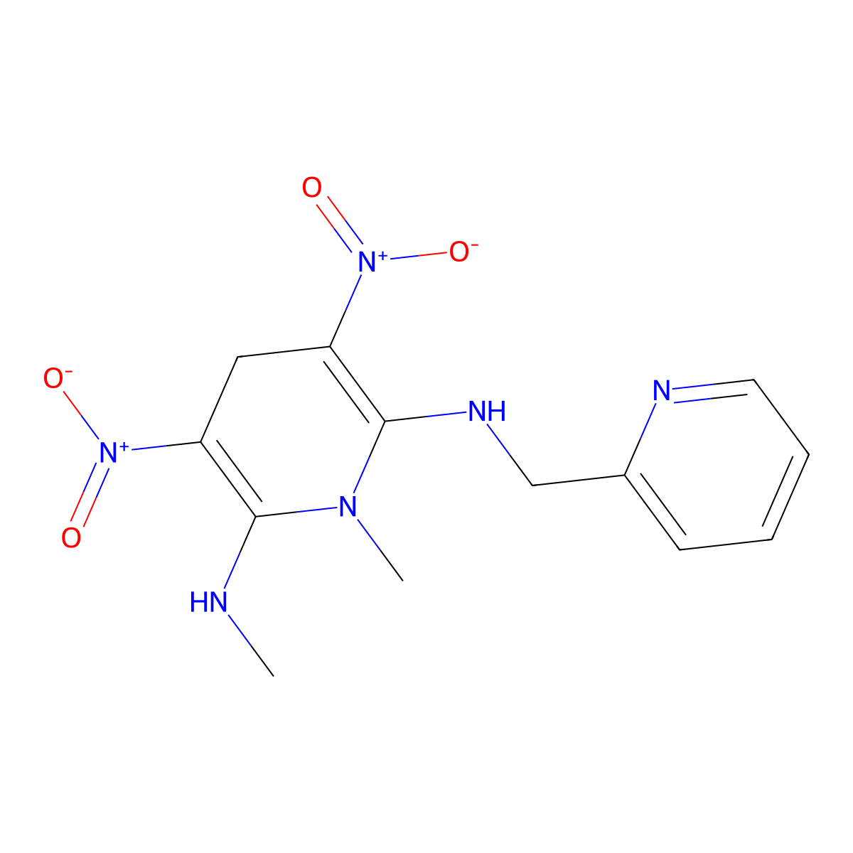 N~2~,1-dimethyl-3,5-dinitro-N~6~-(2-pyridinylmethyl)-1,4-dihydro-2,6-pyridinediamine molecular structure, CAS 338777-95-0