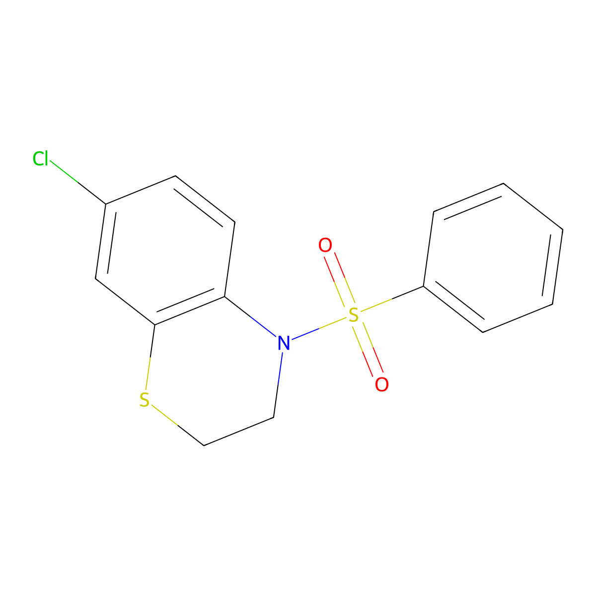7-chloro-4-(phenylsulfonyl)-3,4-dihydro-2H-1,4-benzothiazine molecular structure, CAS 338778-00-0