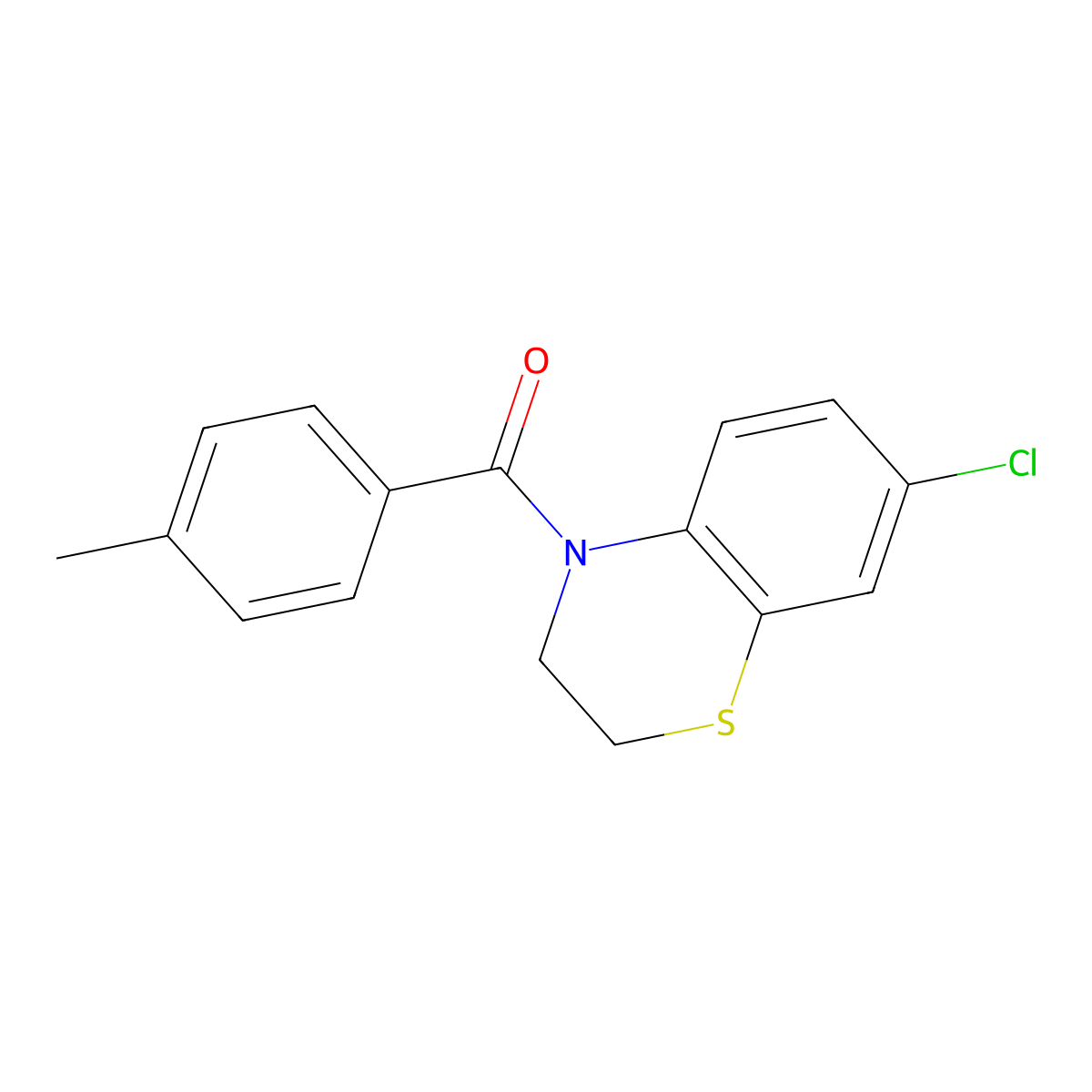 (7-chloro-2,3-dihydro-4H-1,4-benzothiazin-4-yl)(4-methylphenyl)methanone molecular structure, CAS 338778-05-5