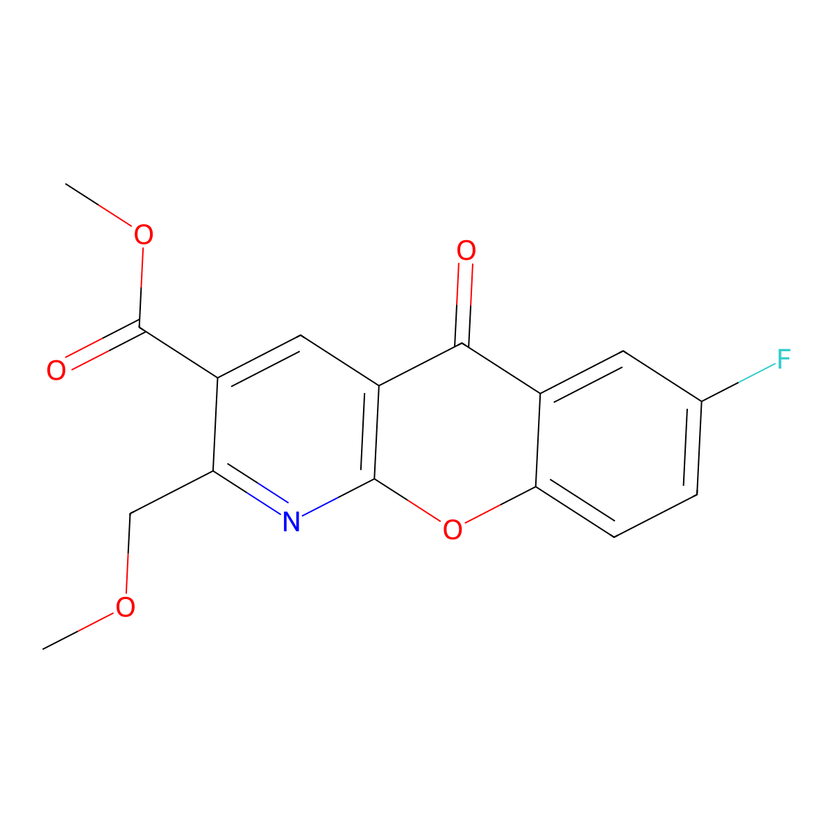 methyl 7-fluoro-2-(methoxymethyl)-5-oxo-5H-chromeno[2,3-b]pyridine-3-carboxylate molecular structure, CAS 338778-13-5