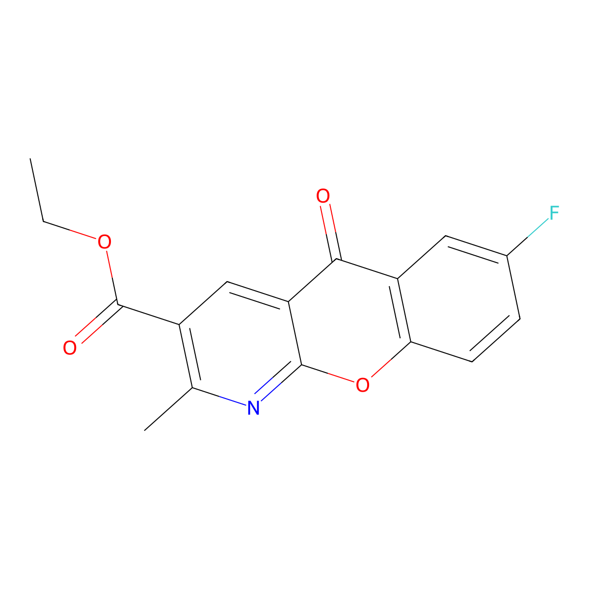 ethyl 7-fluoro-2-methyl-5-oxo-5H-chromeno[2,3-b]pyridine-3-carboxylate molecular structure, CAS 338778-14-6