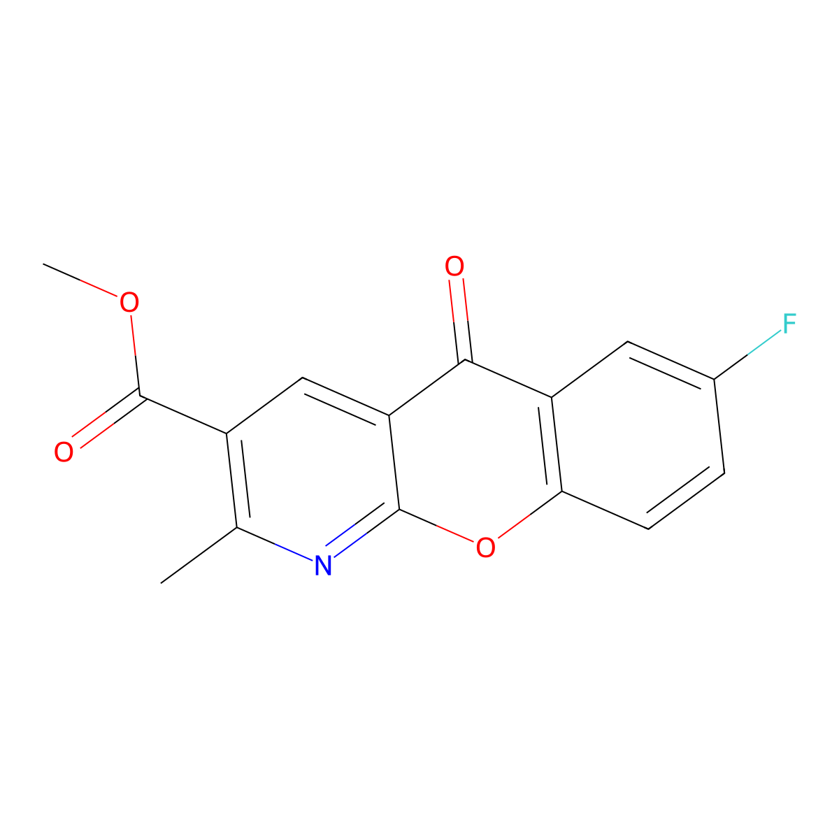 methyl 7-fluoro-2-methyl-5-oxo-5H-chromeno[2,3-b]pyridine-3-carboxylate molecular structure, CAS 338778-27-1