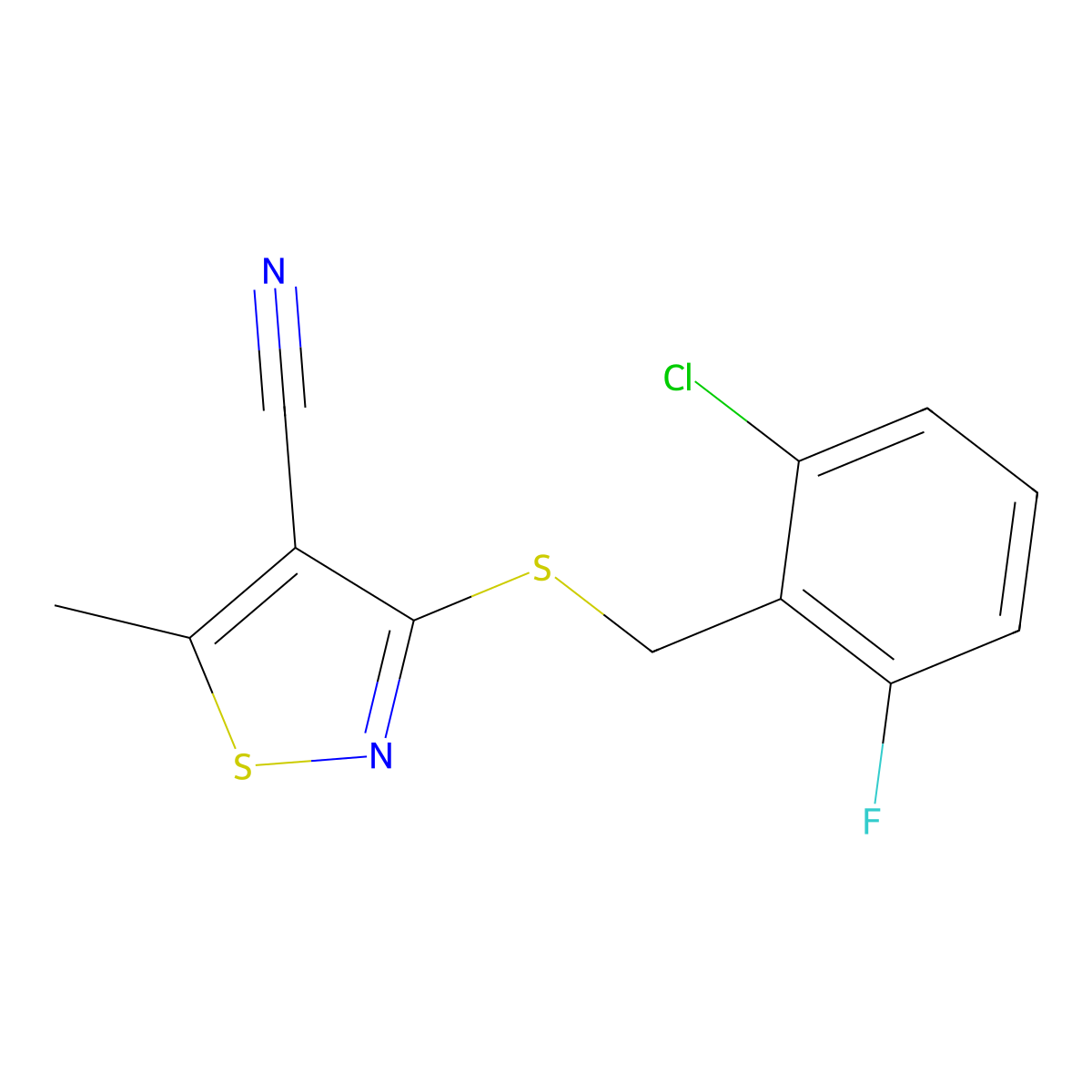 3-[(2-Chloro-6-fluorobenzyl)sulfanyl]-5-methyl-4-isothiazolecarbonitrile molecular structure, CAS 338778-61-3