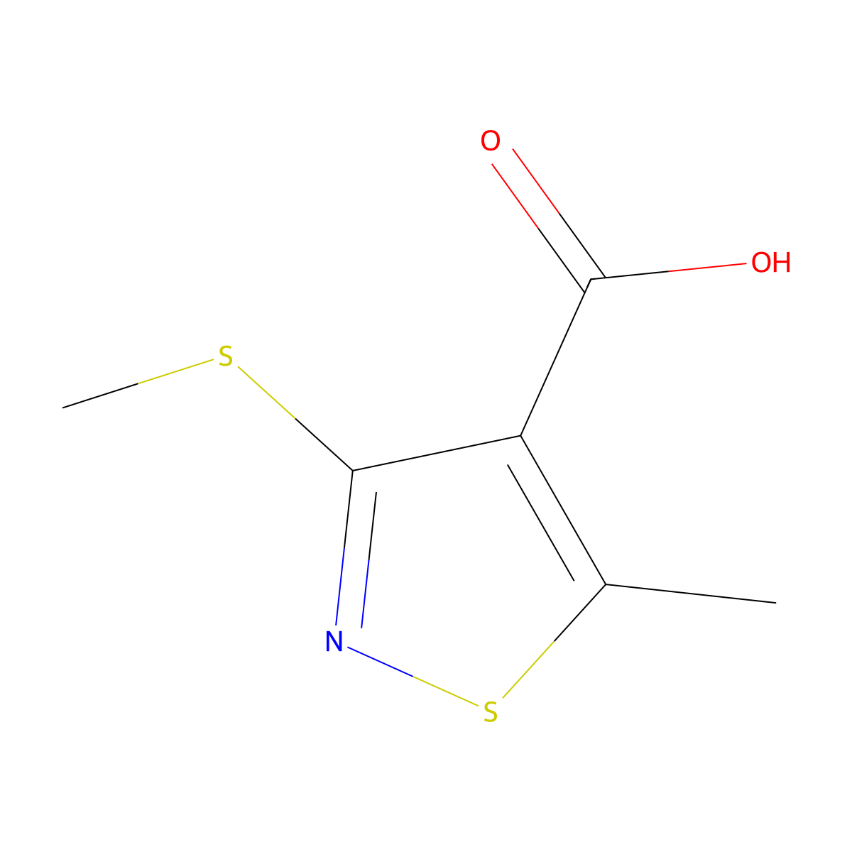 5-methyl-3-methylsulfanyl-1,2-thiazole-4-carboxylic Acid molecular structure, CAS 338778-85-1