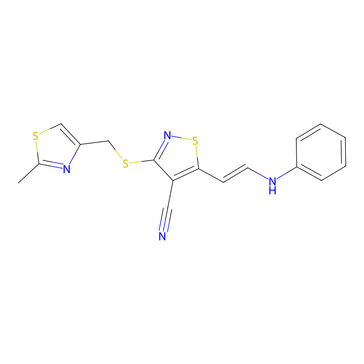 5-(2-Anilinovinyl)-3-{[(2-methyl-1,3-thiazol-4-yl)methyl]sulfanyl}-4-isothiazolecarbonitrile molecular structure, CAS 338778-89-5