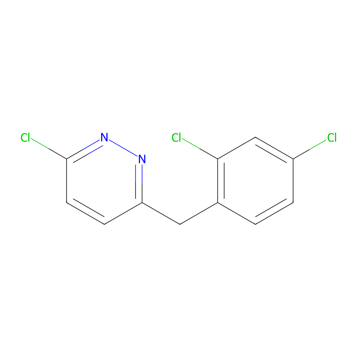 3-Chloro-6-[(2,4-dichlorophenyl)methyl]pyridazine molecular structure, CAS 338779-03-6
