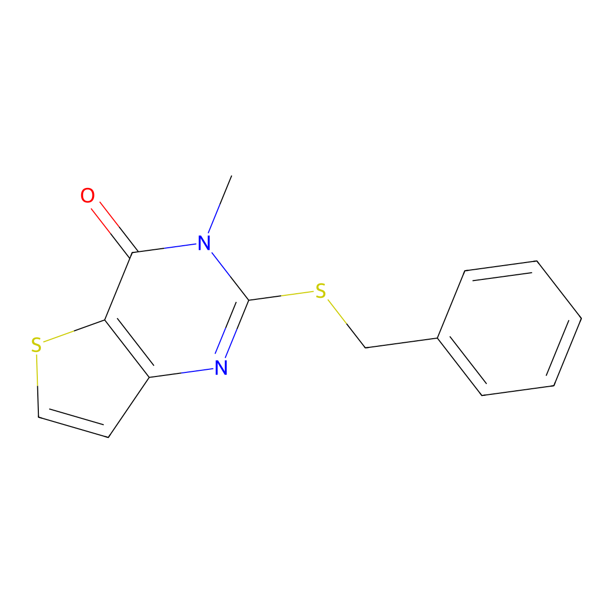 2-(benzylsulfanyl)-3-methylthieno[3,2-d]pyrimidin-4(3H)-one molecular structure, CAS 338779-09-2