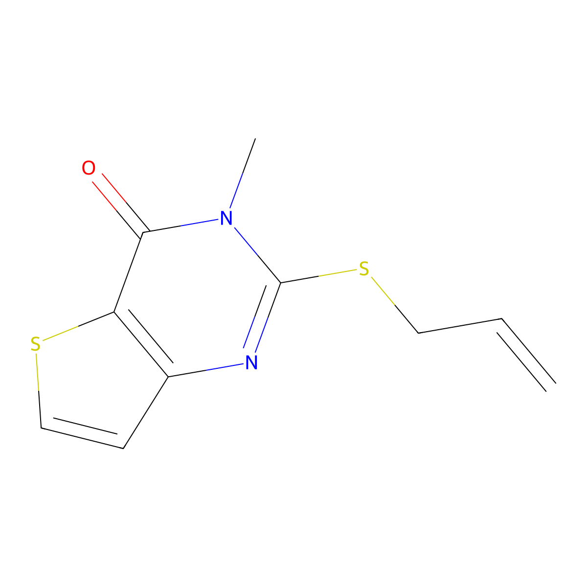 2-(allylsulfanyl)-3-methylthieno[3,2-d]pyrimidin-4(3H)-one molecular structure, CAS 338779-11-6