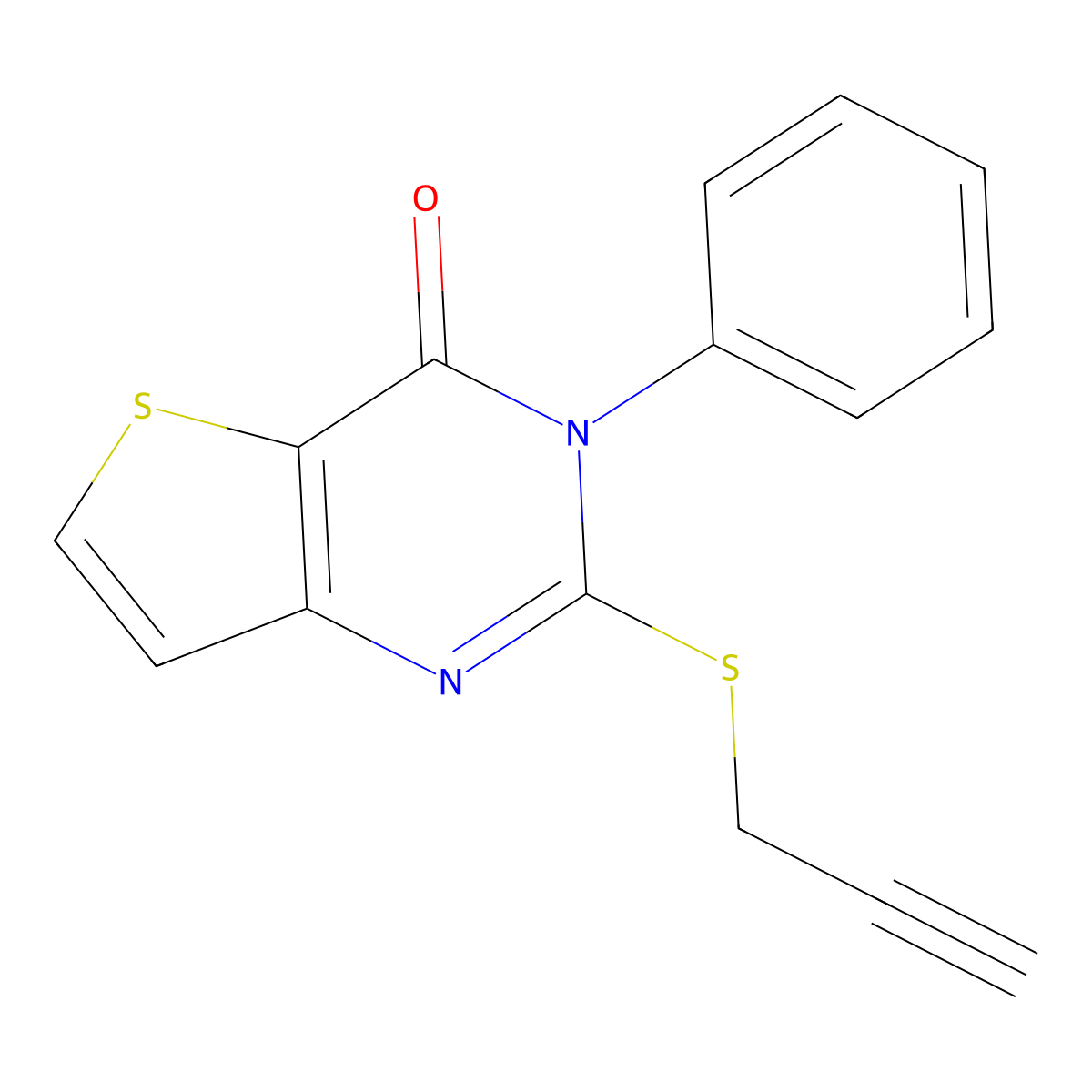 3-phenyl-2-(2-propynylsulfanyl)thieno[3,2-d]pyrimidin-4(3H)-one molecular structure, CAS 338779-21-8