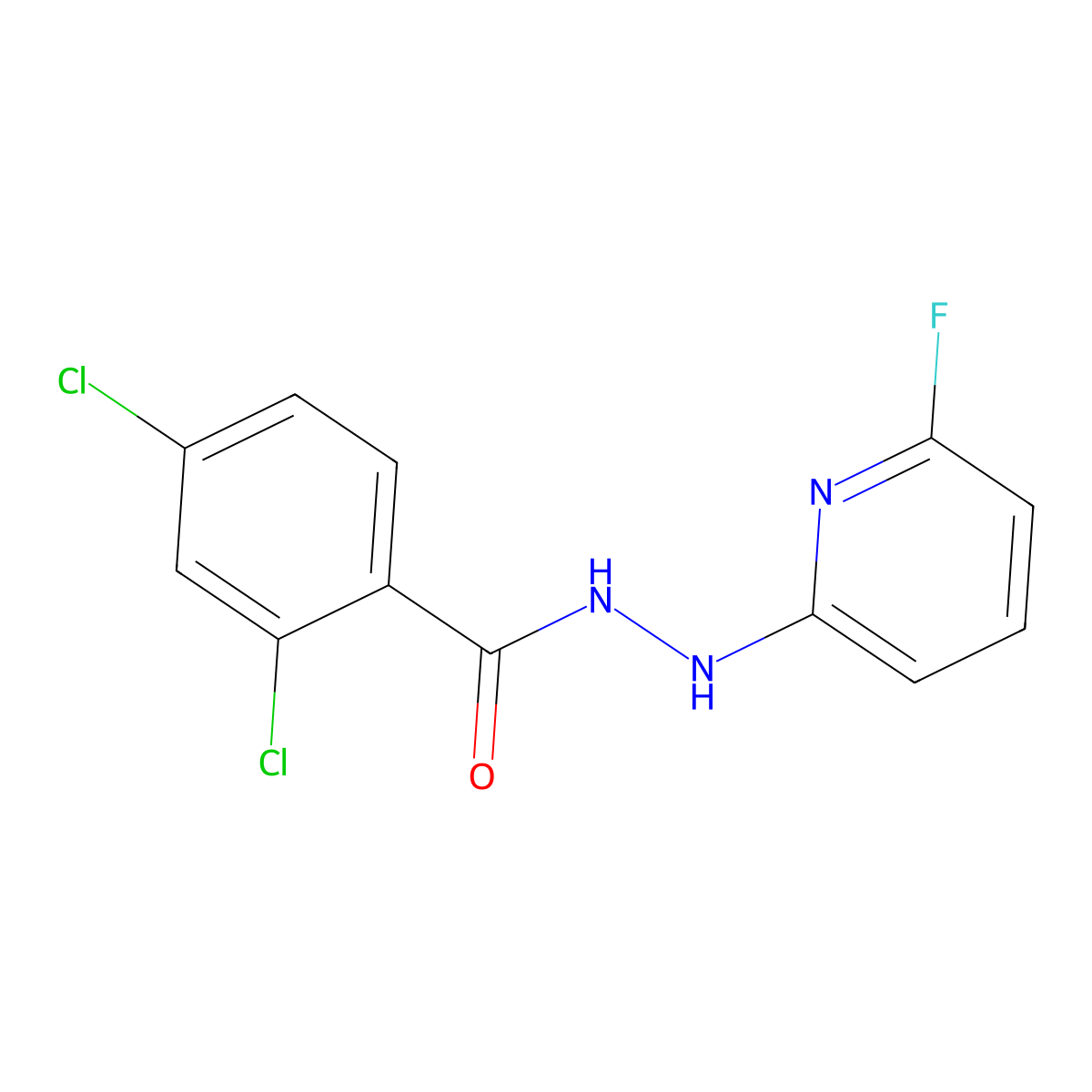 2,4-dichloro-N'-(6-fluoro-2-pyridinyl)benzenecarbohydrazide molecular structure, CAS 338780-94-2
